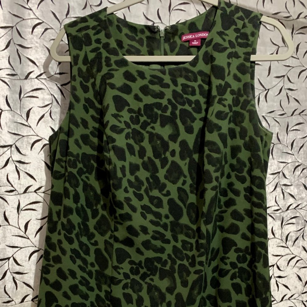 Jessica London Green Leopard Dress size 16